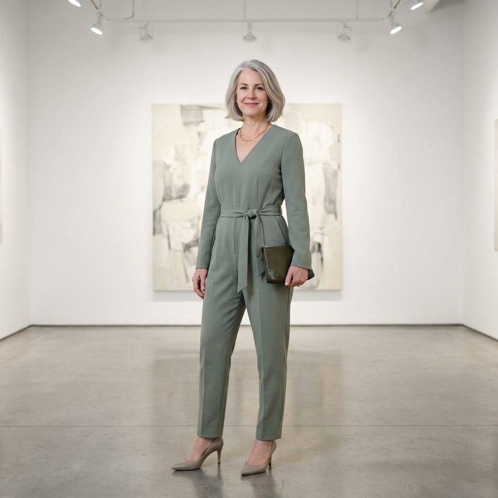 A Jumpsuit in a Color So Quiet It Barely Registers, and Yet Everyone Notices You