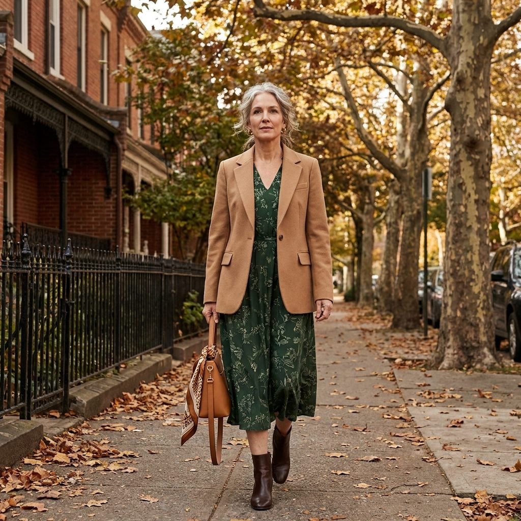 Your Blazer Over a Midi Dress Looks Like You Pulled It From a Coat Closet That Has Its Own Room