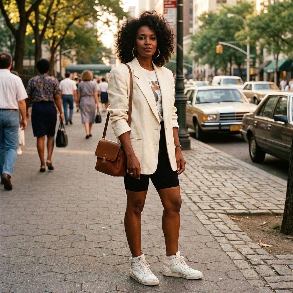 Biker Shorts Were Daywear, and Yes, With an Oversized Blazer