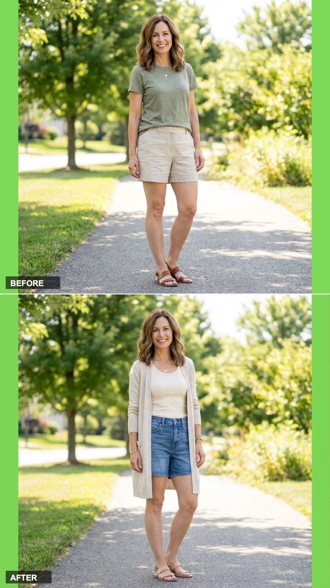 High-Rise Shorts, a Longline Cardigan, and the Art of Vertical Layering