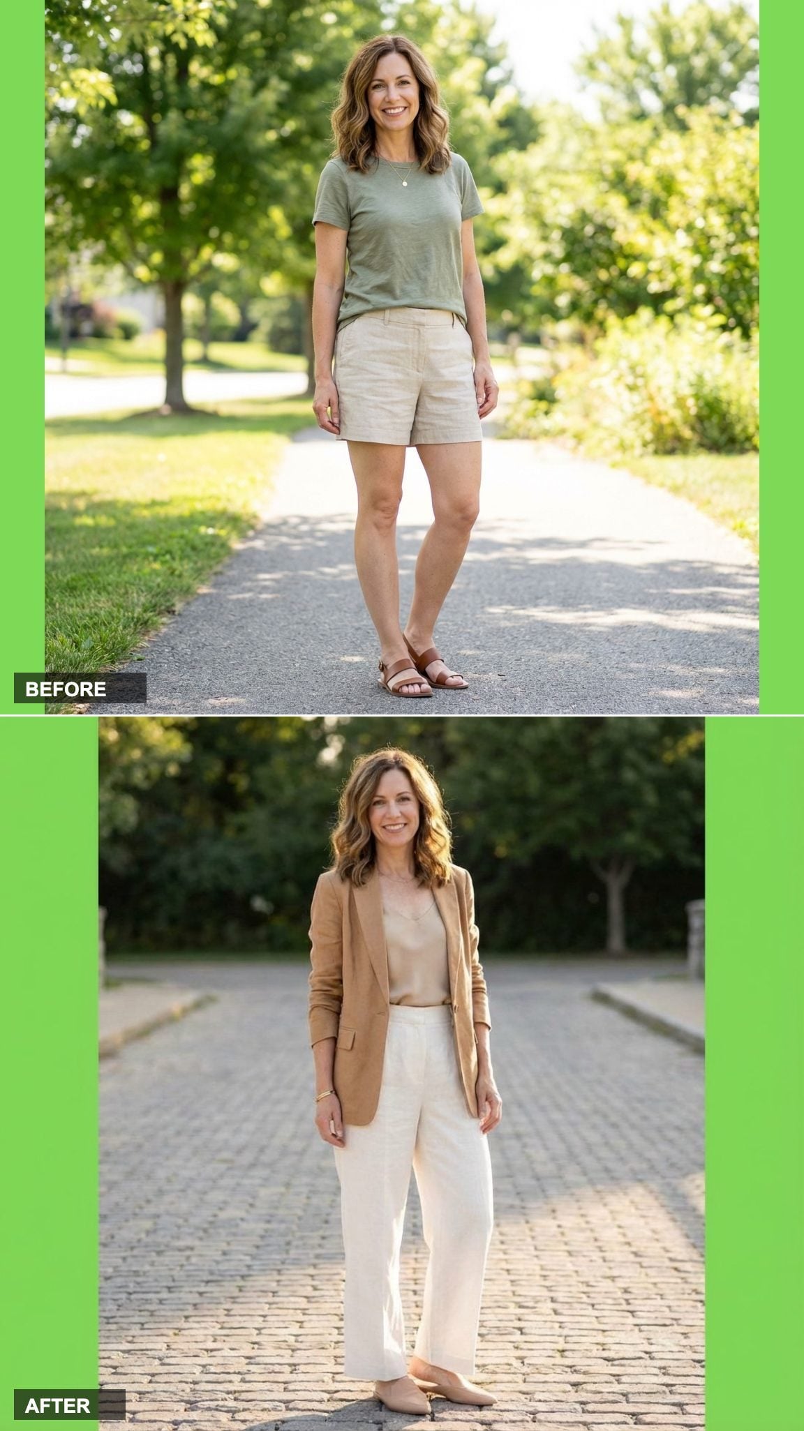 High-Waisted Linen Trousers and a Tucked Cami: The Long-Leg Formula