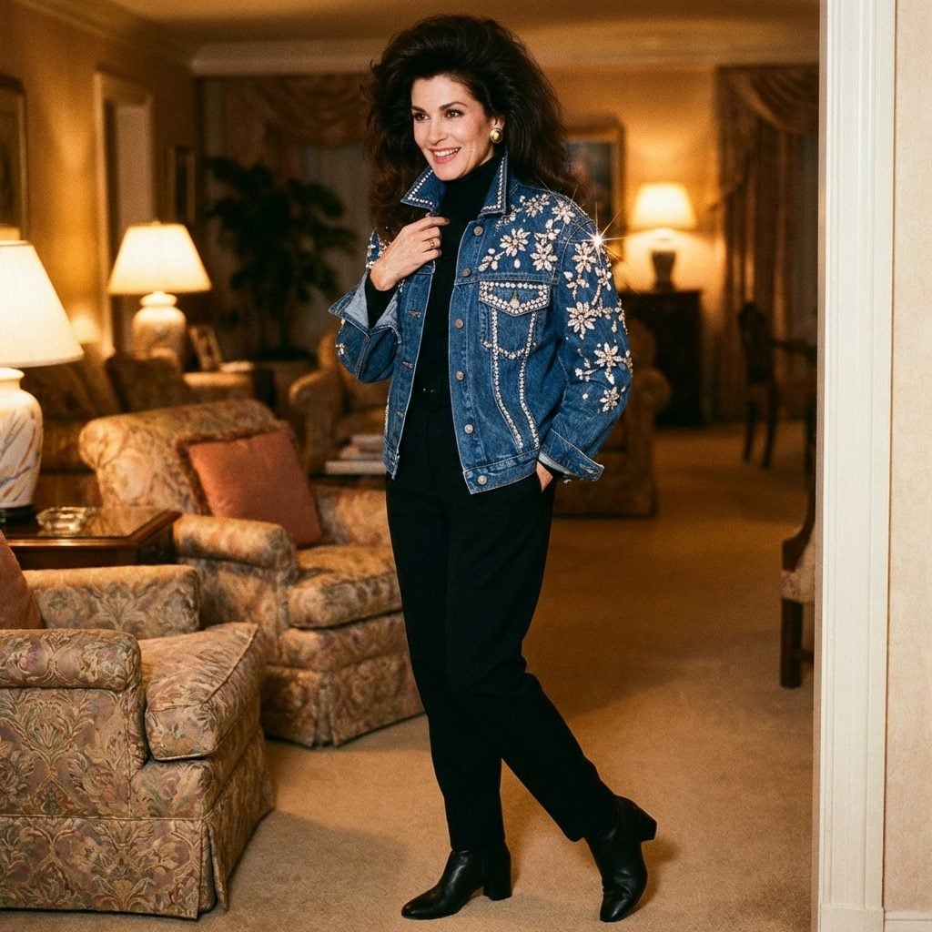 Rhinestone-Embellished Denim Jackets That Caught Every Light in the Room