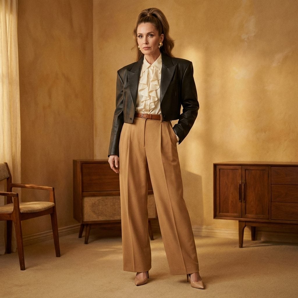 Cropped Leather Jackets with Shoulders That Had Their Own Agenda