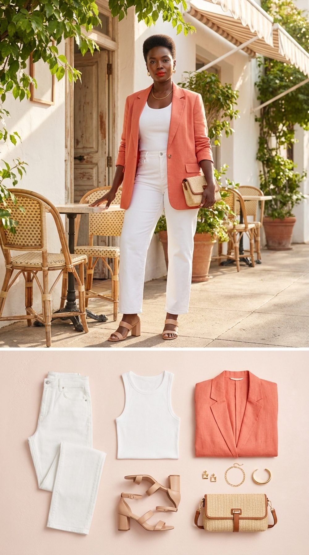Coral Linen Blazer Over White Denim: Saturday Morning With Serious Style Credentials