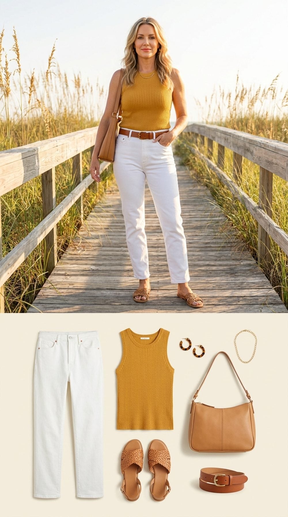White Jeans and a Mustard Knit Tank: Late Summer's Most Underrated Color Story