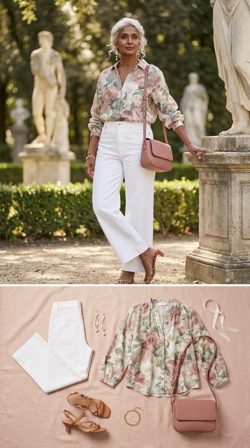 Museum Garden Party in White Wide-Leg and Painterly Floral Linen