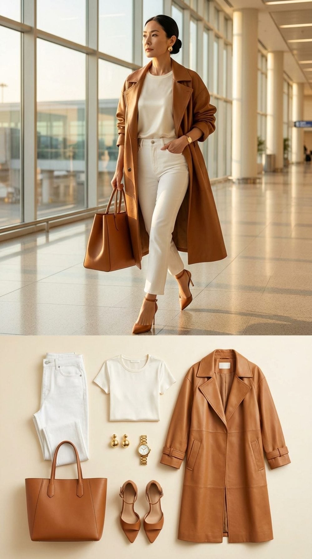 Jet-Set Check-In: White Cigarette Jean and Luxury Caramel Leather