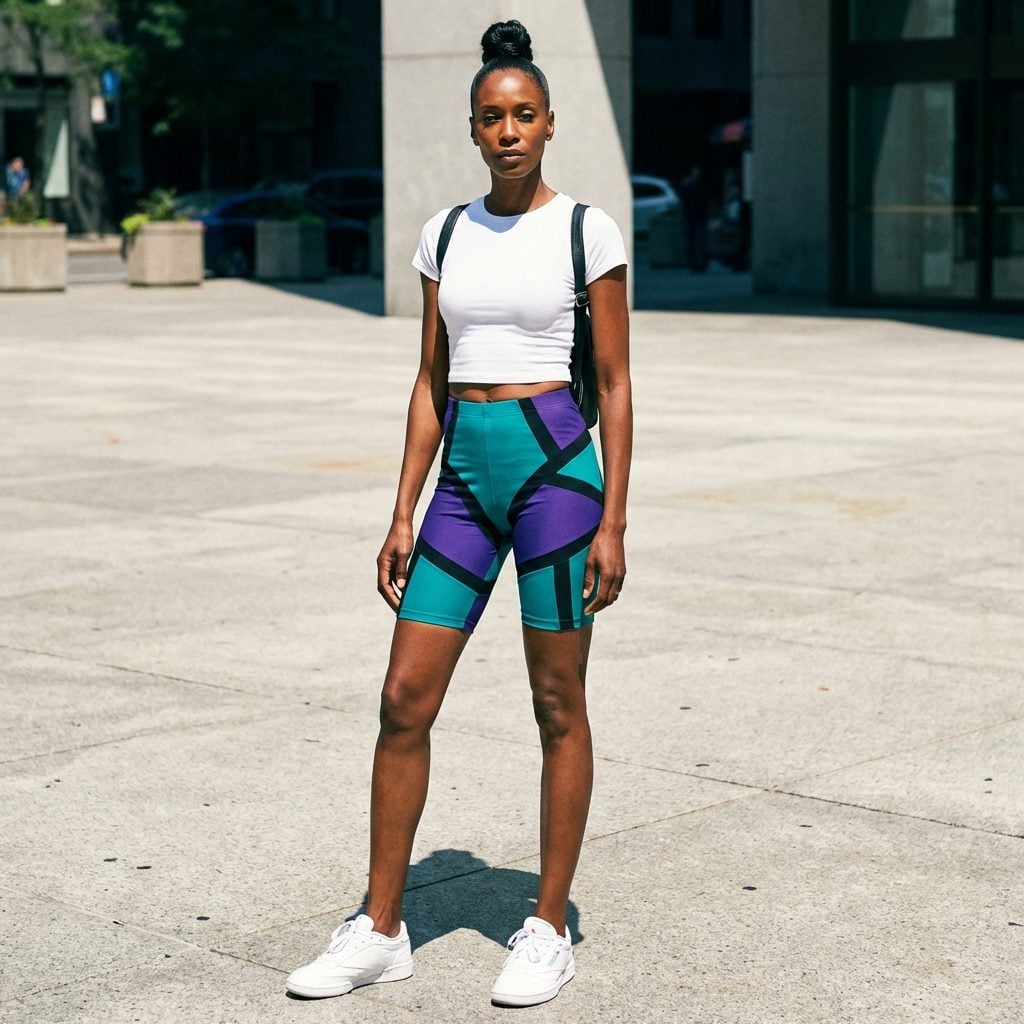 Printed Bicycle Shorts With Bold Geometric Shapes