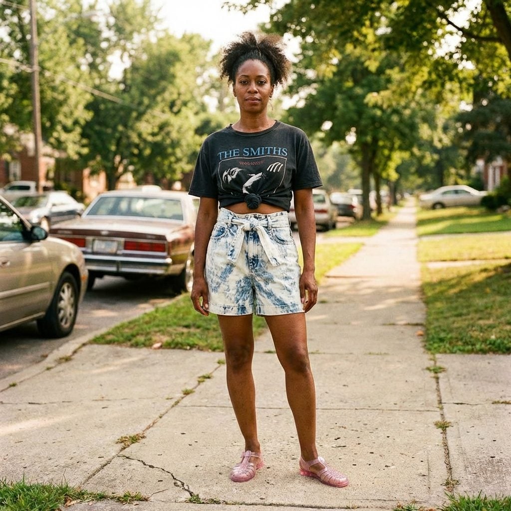 Acid Wash Denim Shorts With the Front Knot Tie