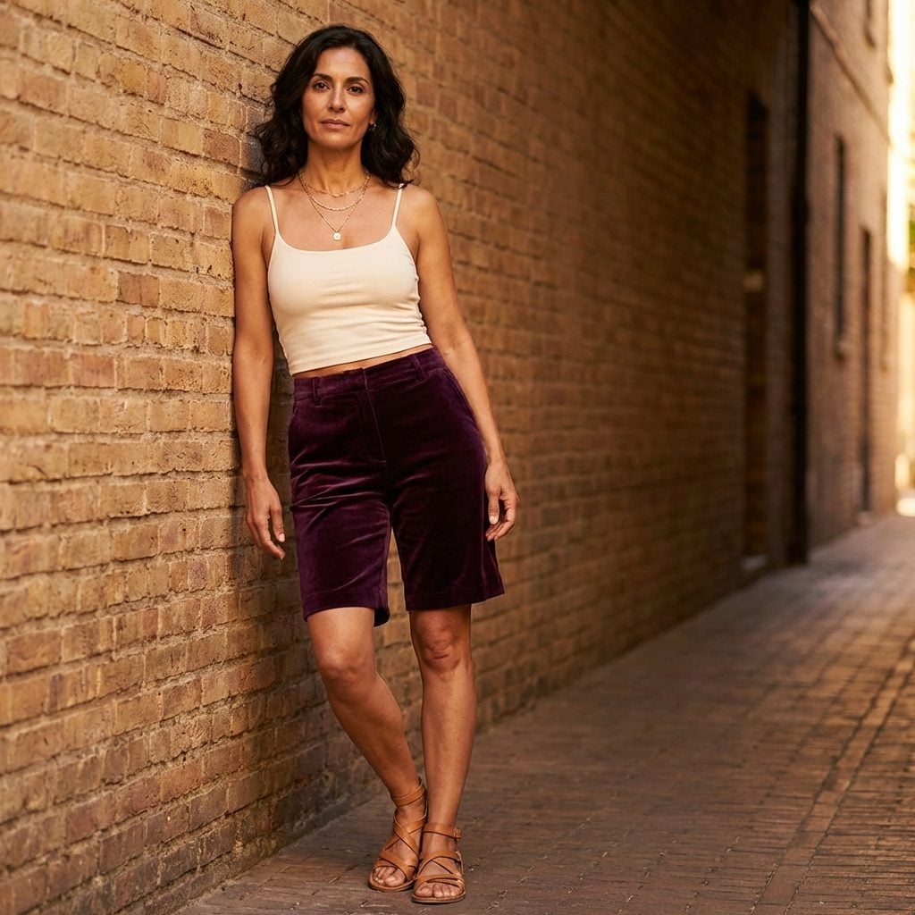 Jewel-Toned Velvet Shorts With Flat Sandals (In August, Because We Had No Fear)