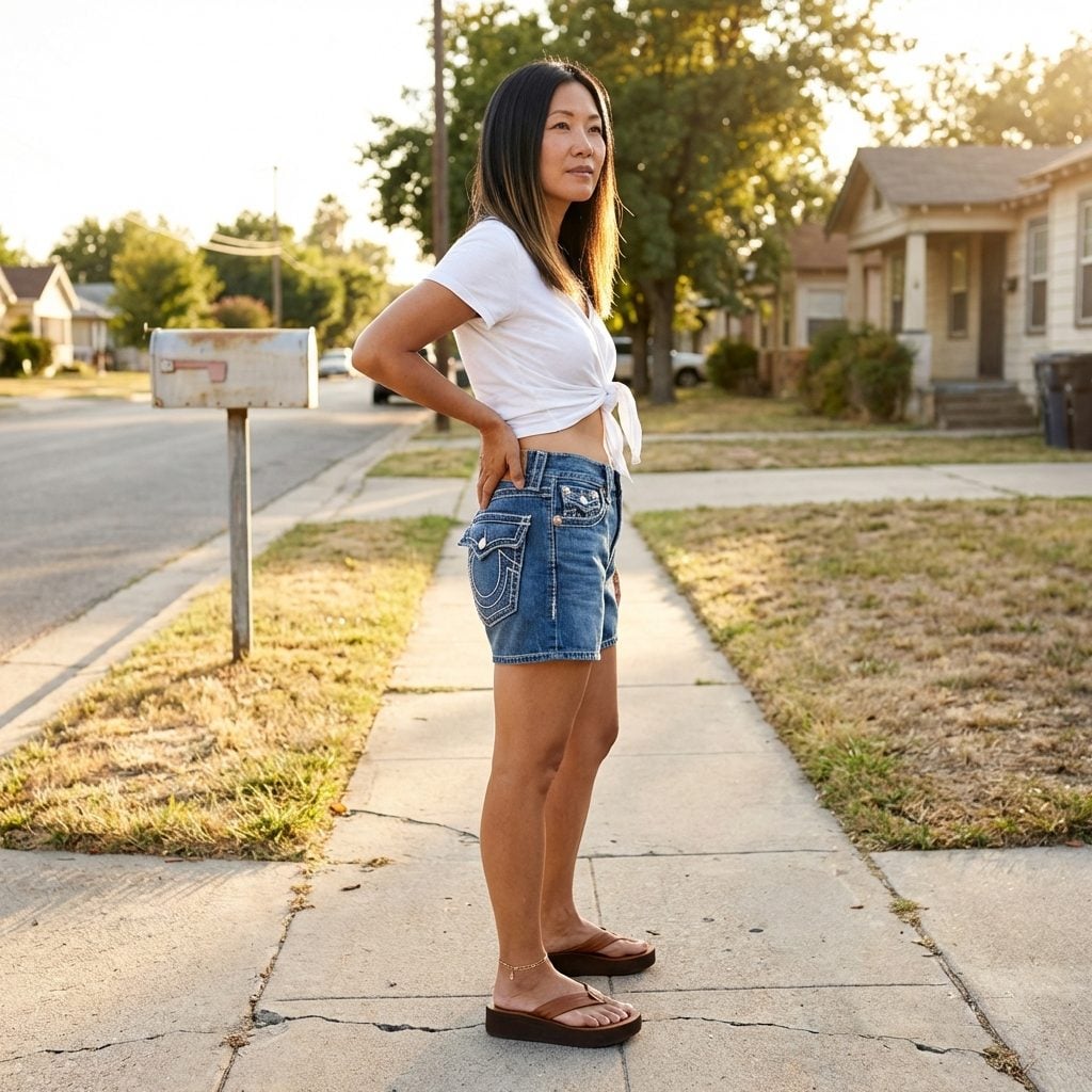 Denim Shorts With Those Oversized Back Pockets That Could Hold an Entire Spiral Notebook
