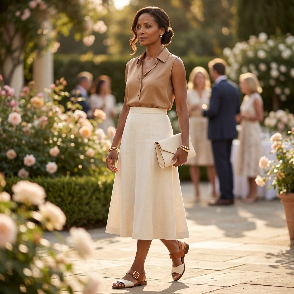 Two-Tone Leather Sandals With a Single Gold Buckle