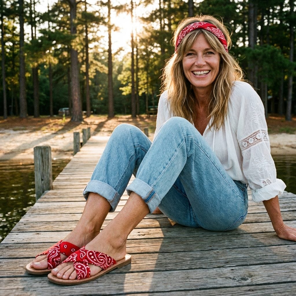 Bandana-Print Flat Sandals That Matched Everything (In Theory)