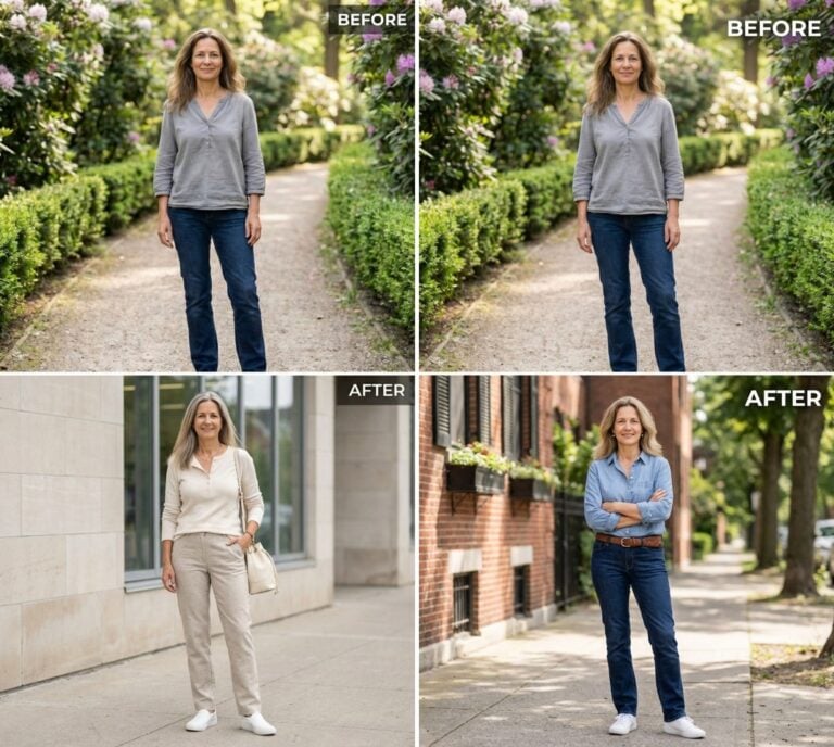 She Asked AI to Design Casual Outfits for 40+ Women Who Are Finally Done Dressing for Everyone Else’s Approval. These Are Her 29 Before & After Results