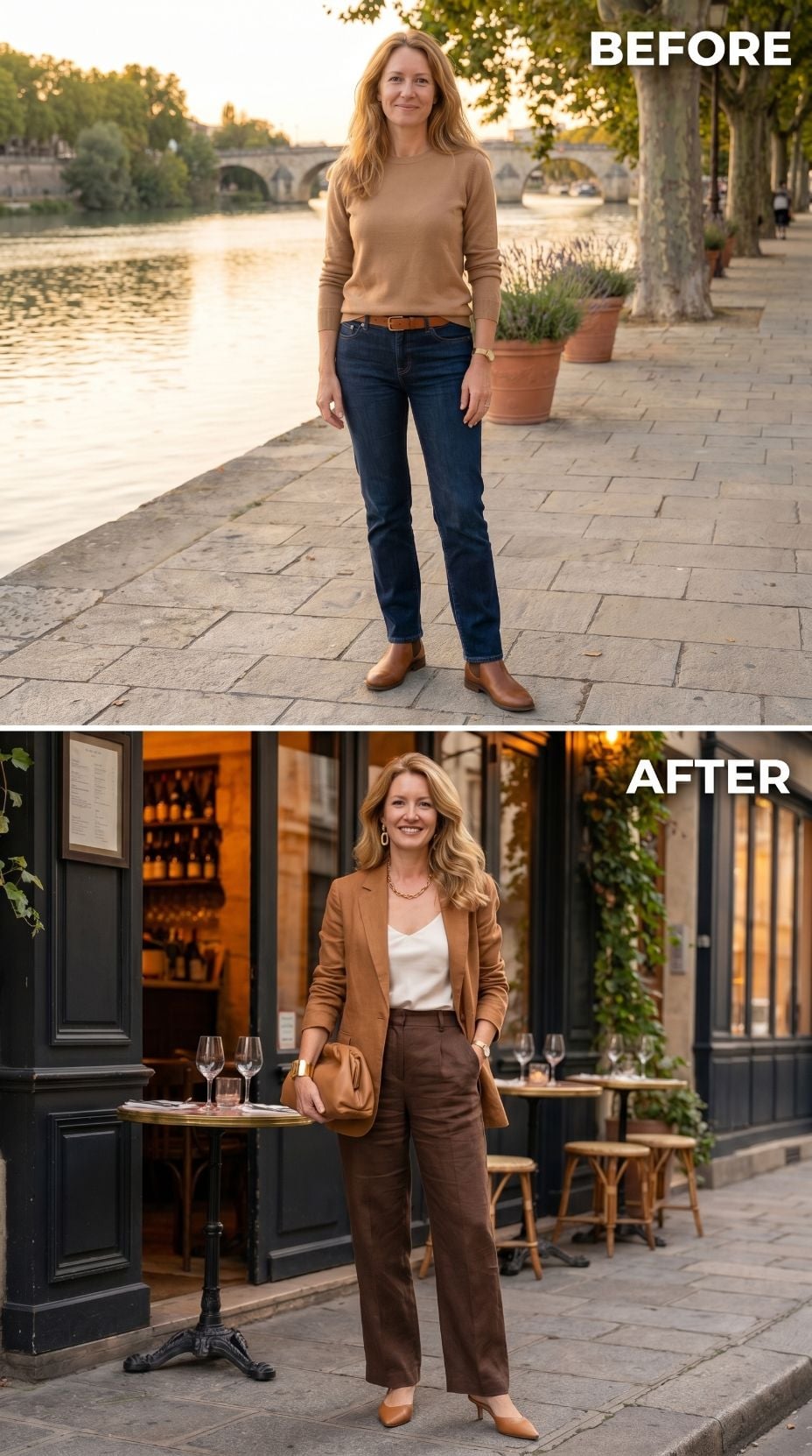 Camel Blazer, Chocolate Trousers, and One Night She Actually Showed Up For
