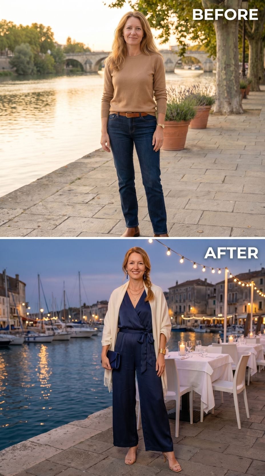 Navy Satin, a Cream Wrap, and the Harbor Table She Almost Cancelled