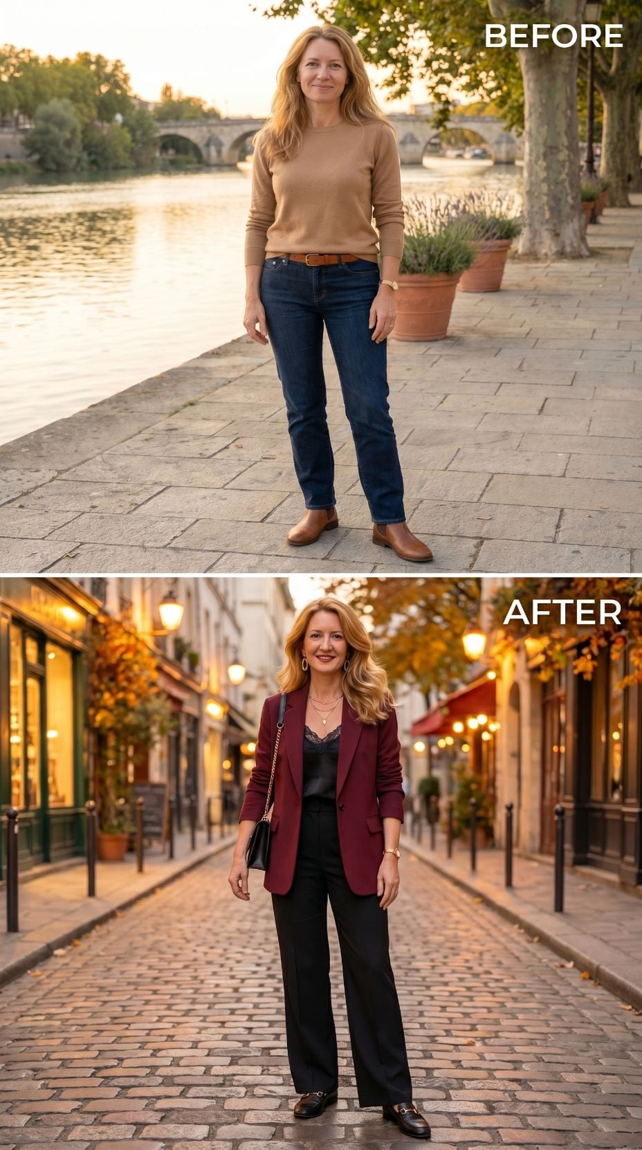 Burgundy Blazer, Wide-Leg Trousers, and One Cobblestone Street That Changed Everything