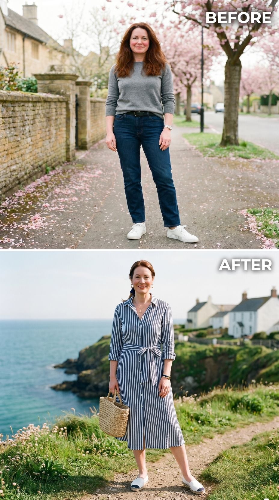 Stripe Shirt Dress, Straw Tote, and a Coastal Path That Did the Rest