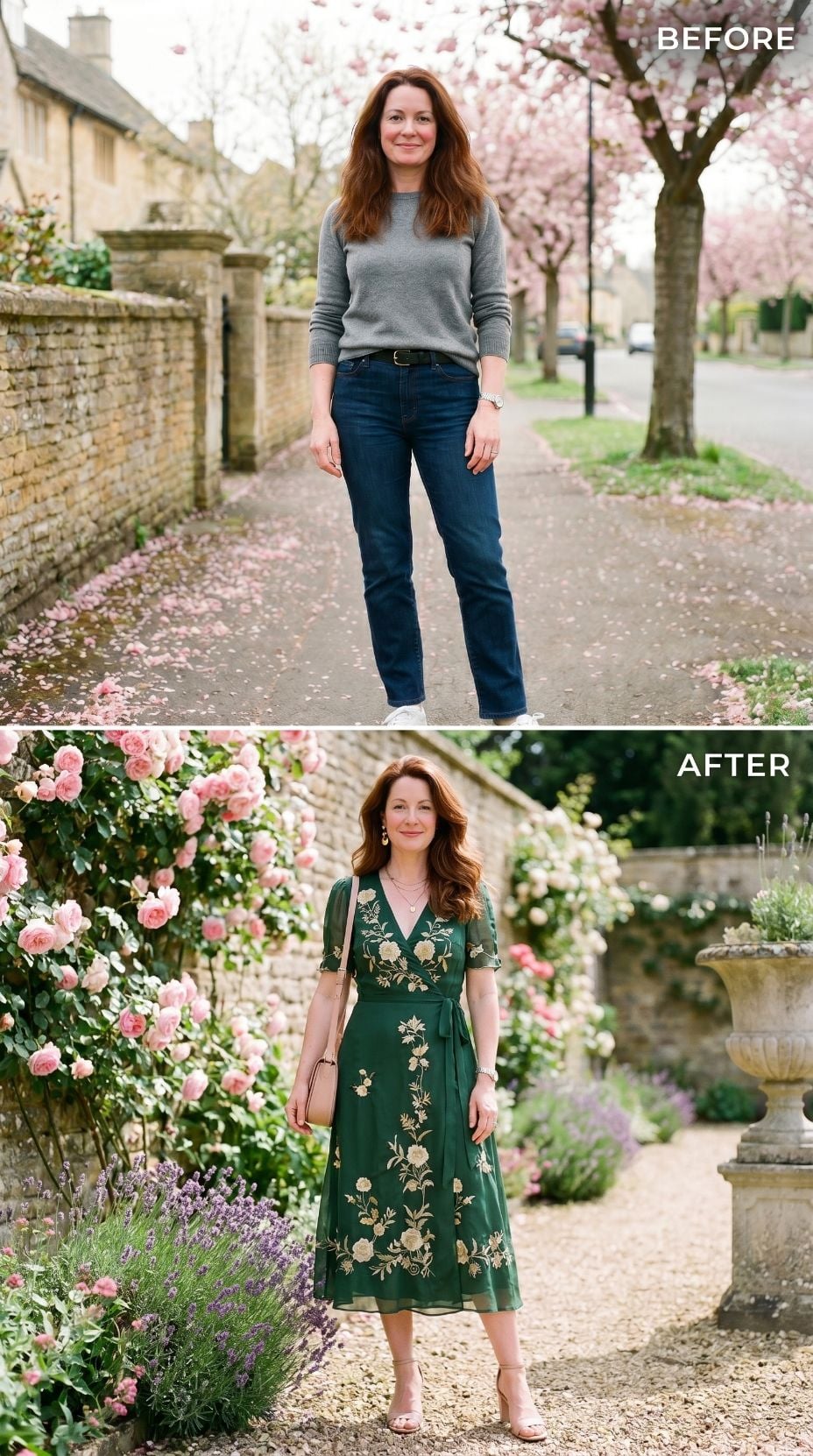 Forest Green Floral Wrap and the Garden Wall That Finally Matched the Effort