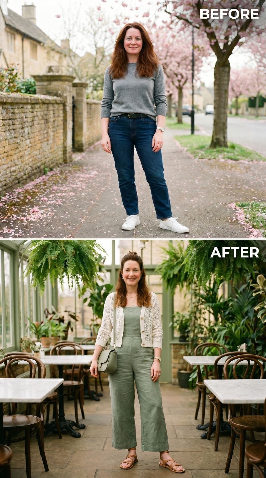Jeans and a Gray Sweater Stepped Aside for Wide-Leg Linen and a Cardigan Worth Keeping