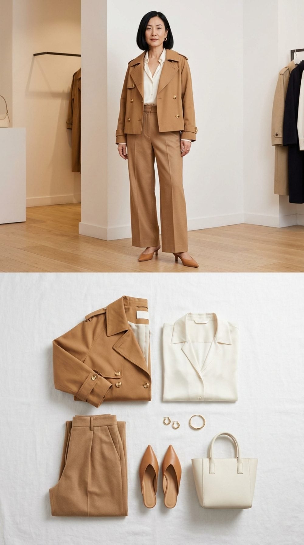 Cropped Trench and Wide-Leg Trousers: The Waistline Illusion That Actually Works