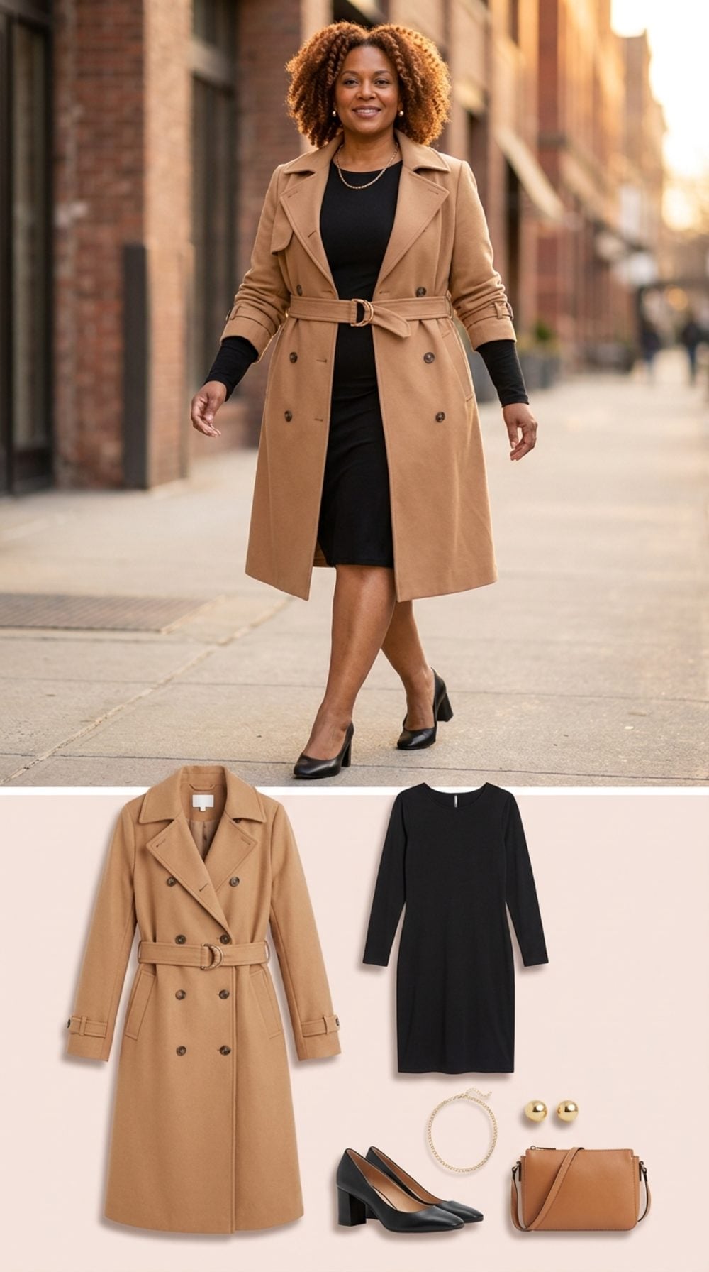 The Belted Classic Trench Over Black: Polished, Hourglass, Effortless