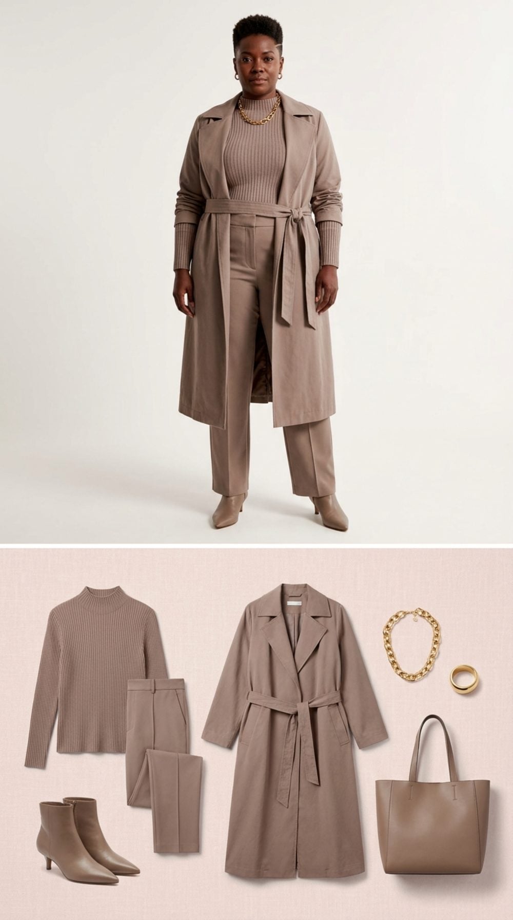 Ankle-Length Trench, Full Tonal Dressing: The Elongation Formula