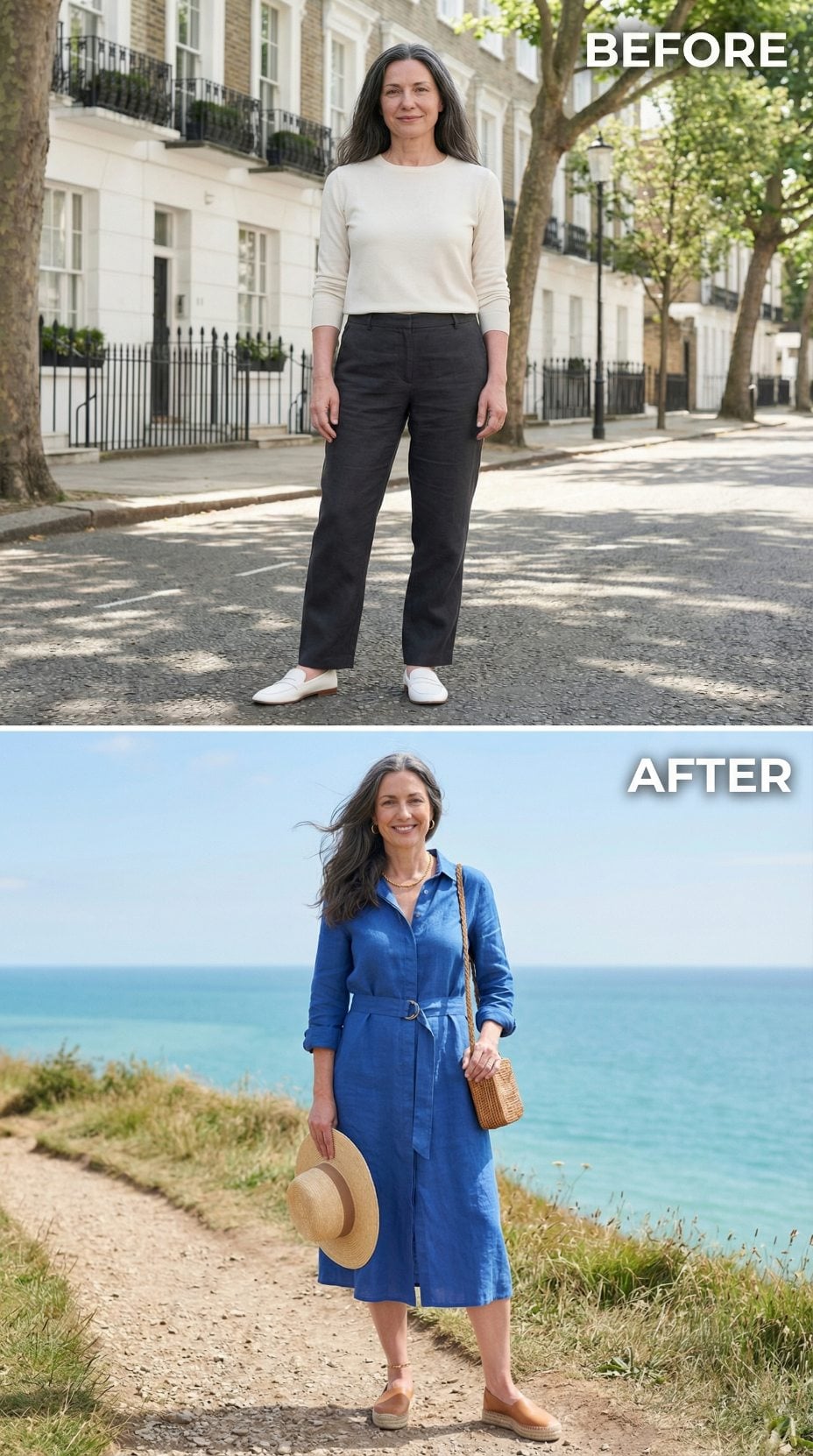 Cobalt Blue Linen, a Rope-Trim Bag, and the Coastal Path That Puts It All Together