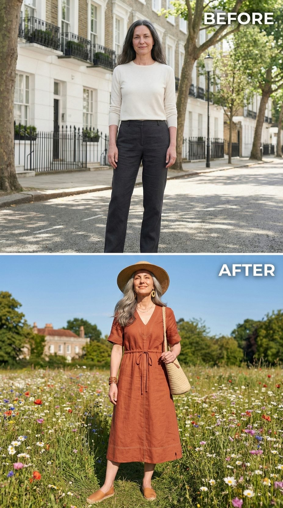 Rust Linen, a Drawstring Waist, and a Wildflower Field That Does the Rest