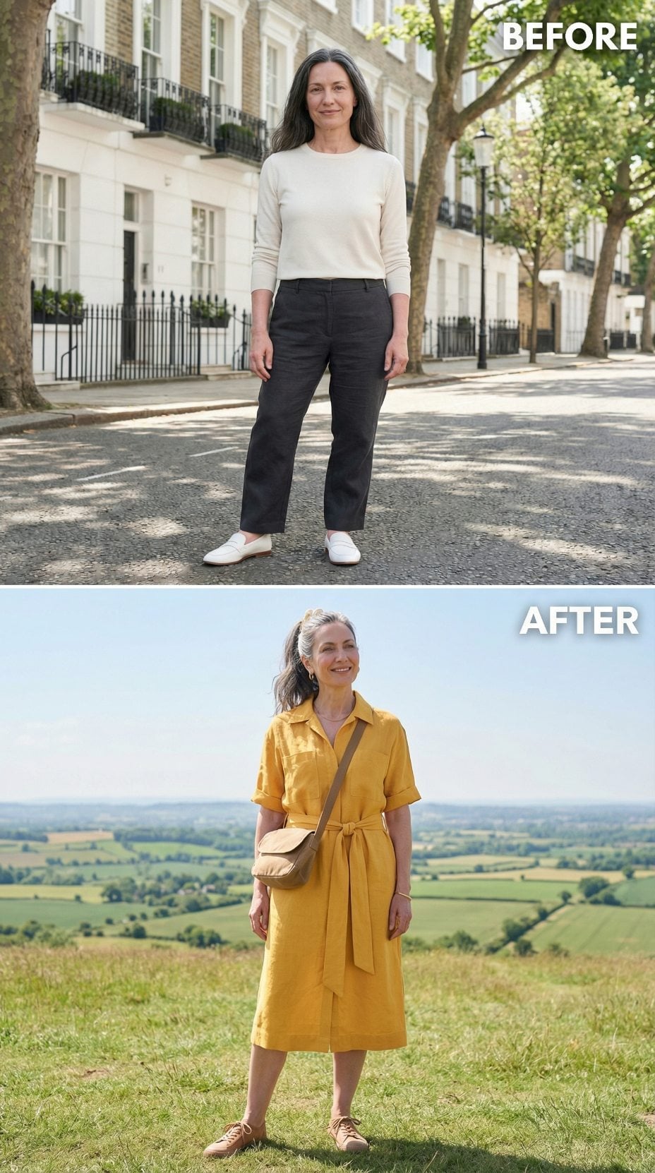 Mustard Linen, a Tied Waist, and the Hilltop That Makes the Point