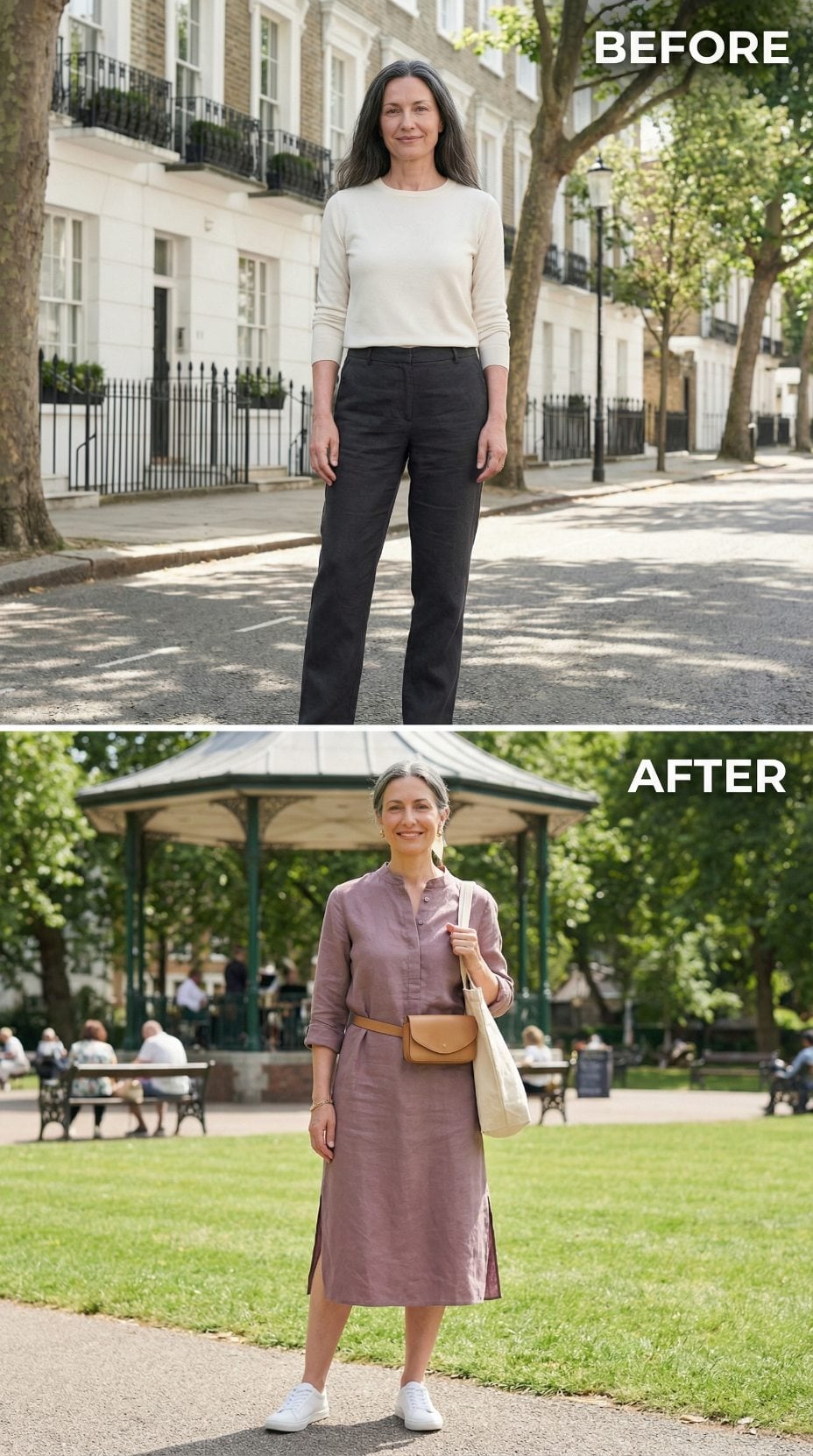 Mauve Linen, a Mandarin Collar, and What Happens When the Dress Does All the Work