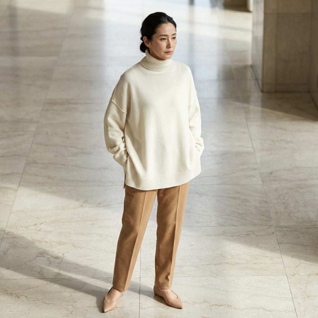 The Cashmere Turtleneck That's Two Sizes Too Large and Swallowing Her Whole