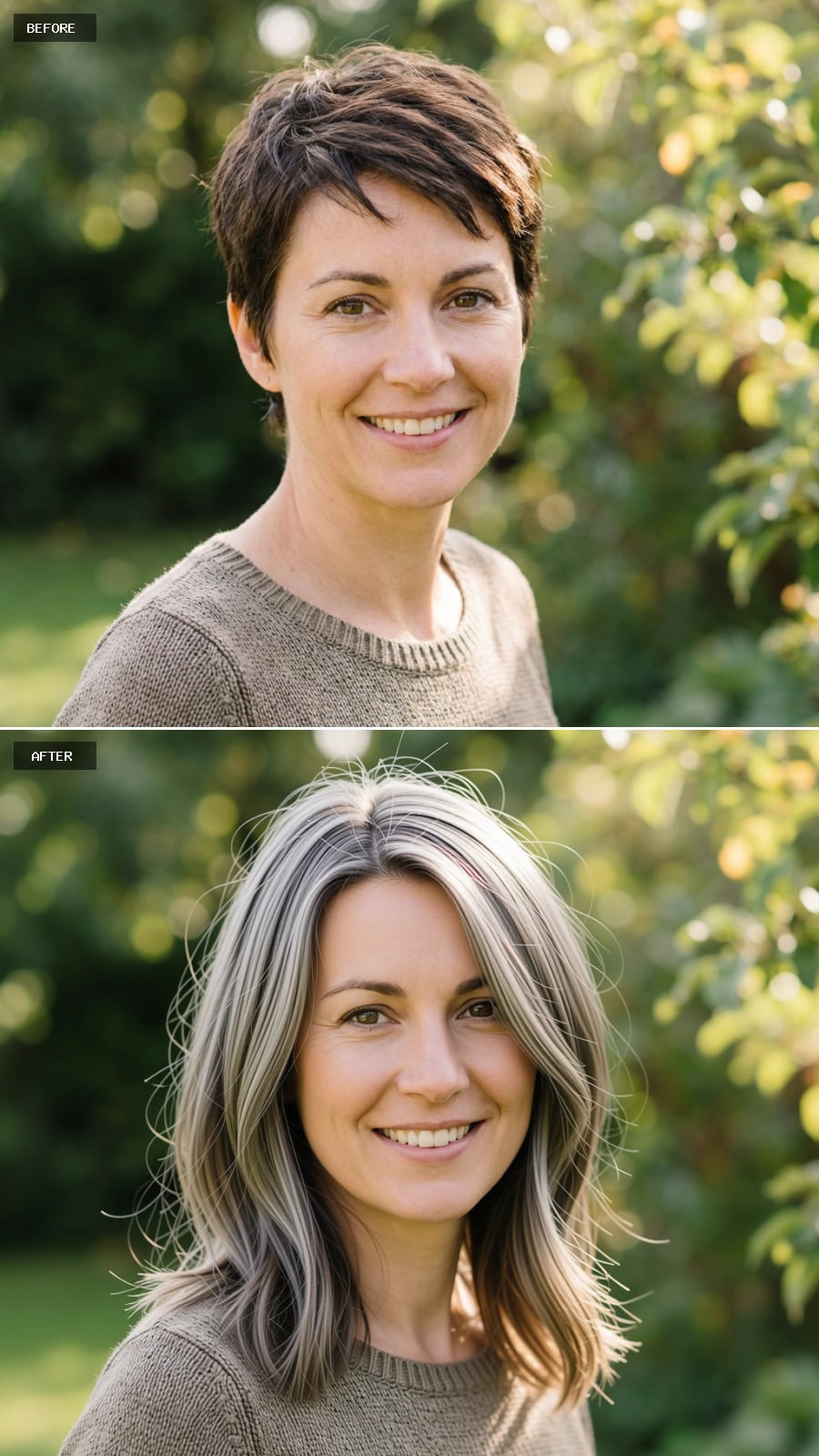 Gray Highlights, Shoulder Length, and What That Color Placement Does to the Eyes