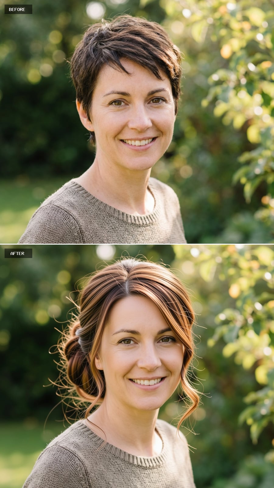 Upswept Chignon, Caramel Highlights, and What Longer Length Does to Pixie Bone Structure