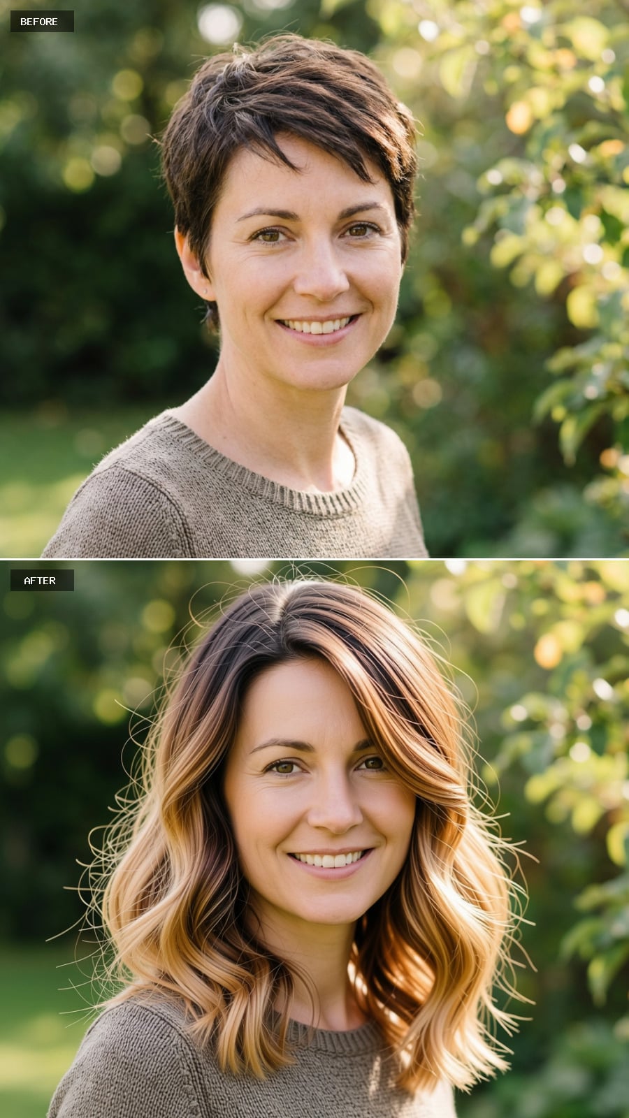 Balayage Lob, Loose Waves, and What Medium Length Does to a Pixie Face at 44