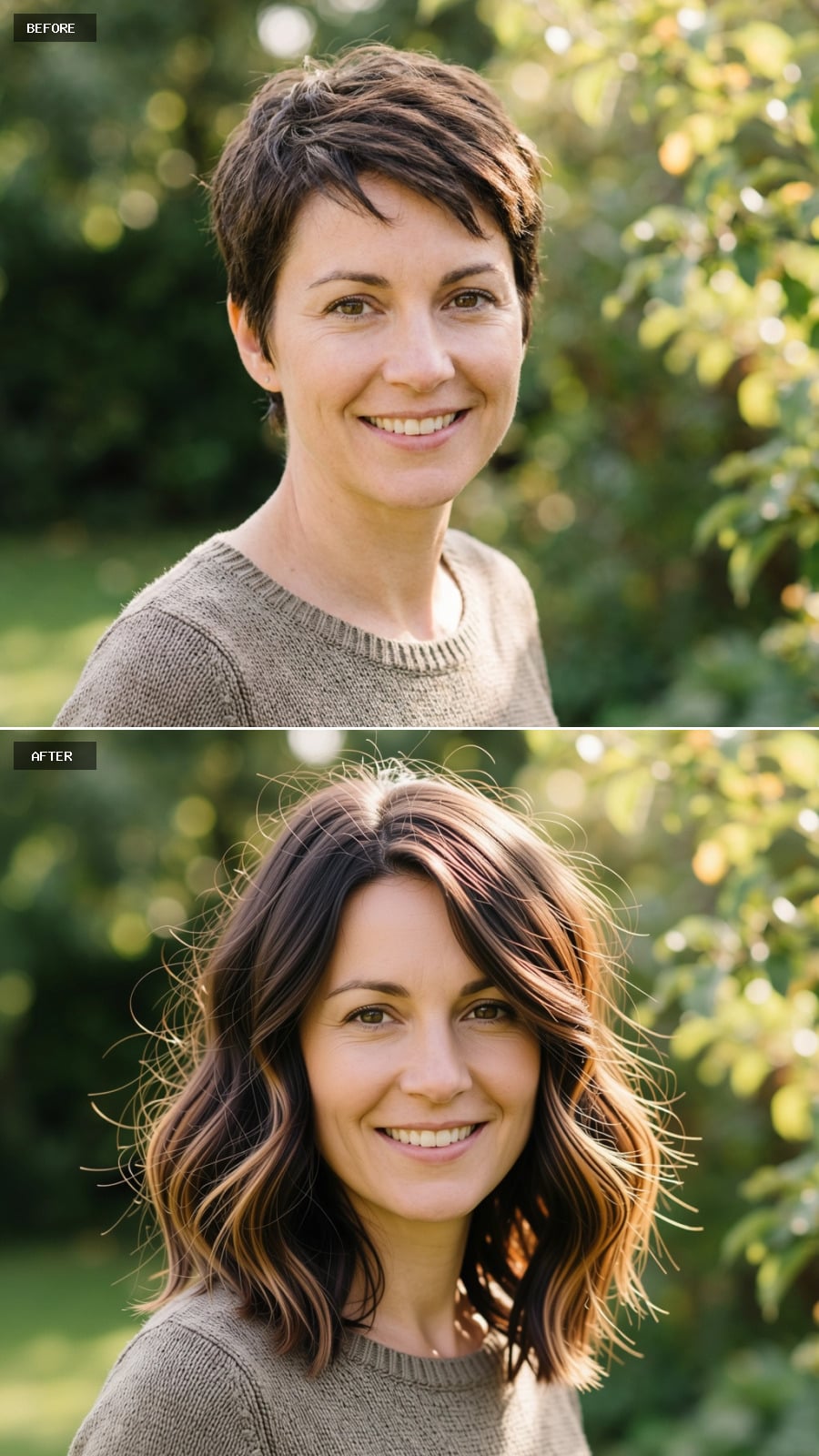 Shoulder-Length Waves, Caramel Balayage, and What Wavy Volume Does to a Pixie Face