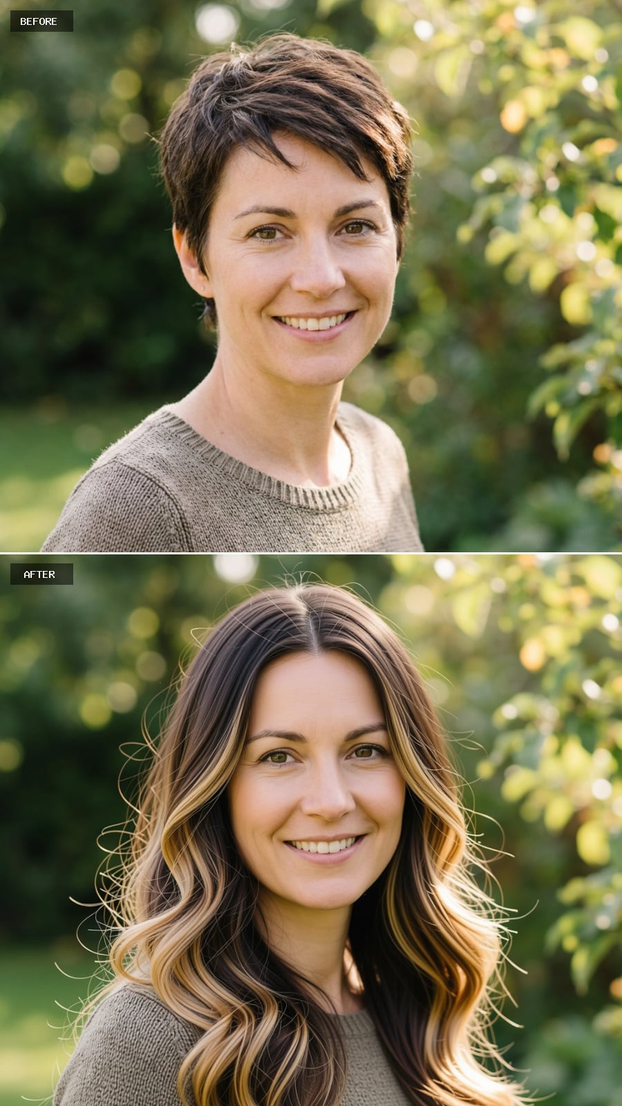 Loose Balayage Waves, Long Length, and What Dark-to-Blonde Contrast Does at 44