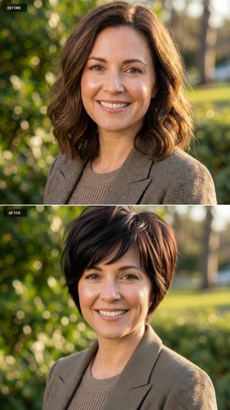 Cropped Dark Pixie Swaps Shoulder Length Waves for Textured Volume
