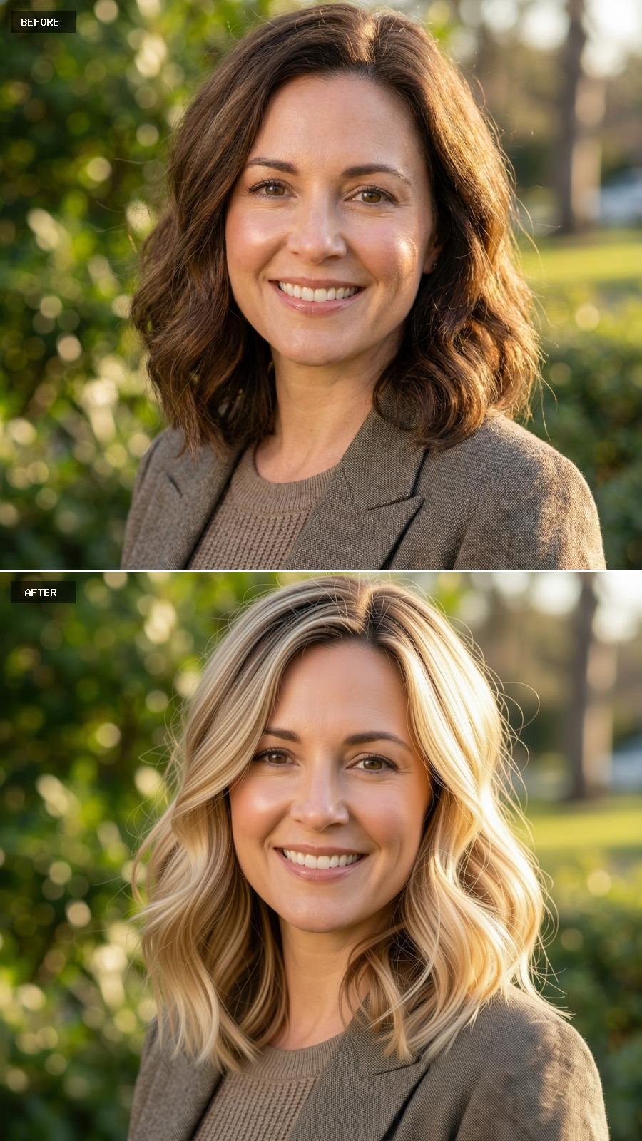 Dark Brown to Buttery Blonde Rewrites Her Entire Color Story