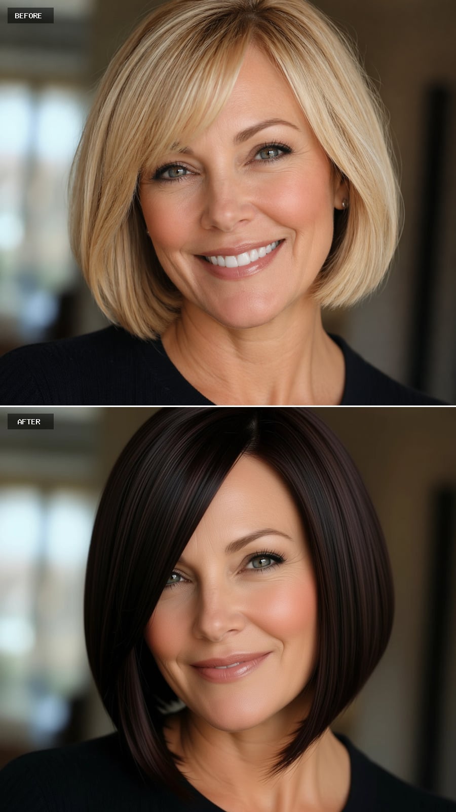 Darkest Brown Bob With Center Part Reframes the Whole Face in One Cut