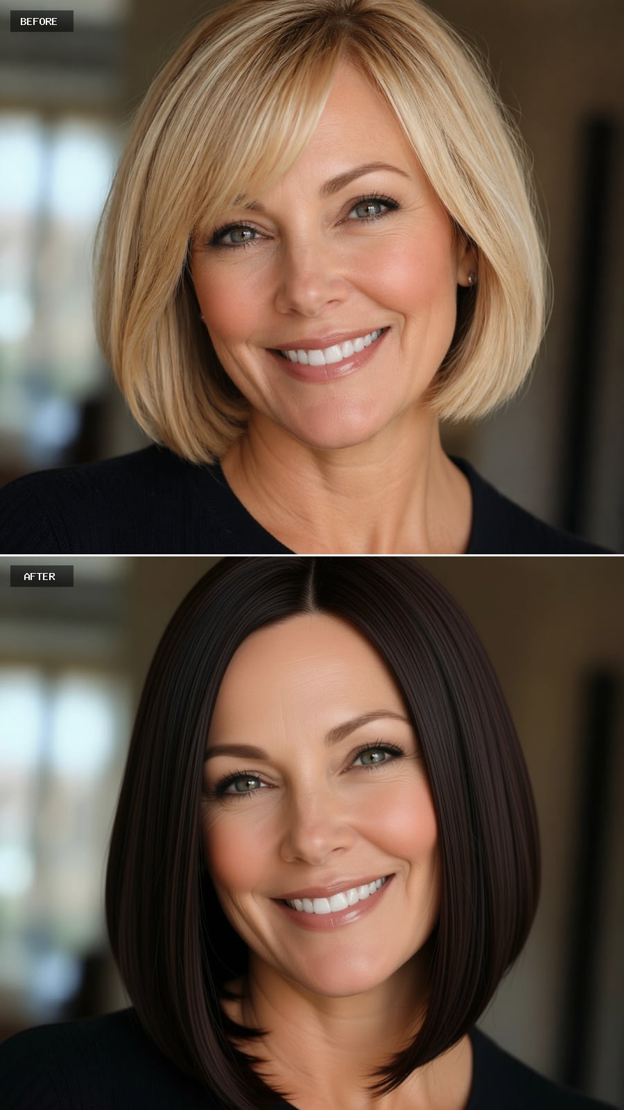 Rich Espresso Bob With Center Part Does What Highlights Alone Could Never Pull Off