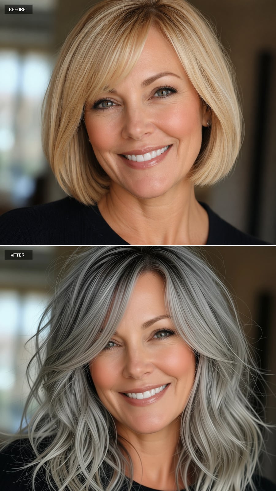 Gray Waves at Shoulder Length Settle Into Something a Bob Can't Manufacture