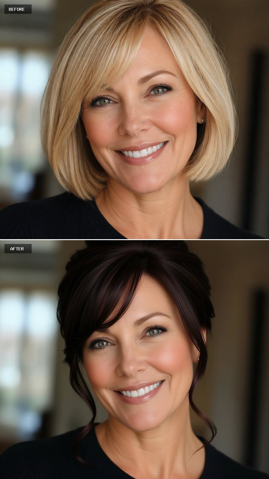 Burgundy-Tipped Dark Hair Swept Up Proves Length Was Never the Real Issue