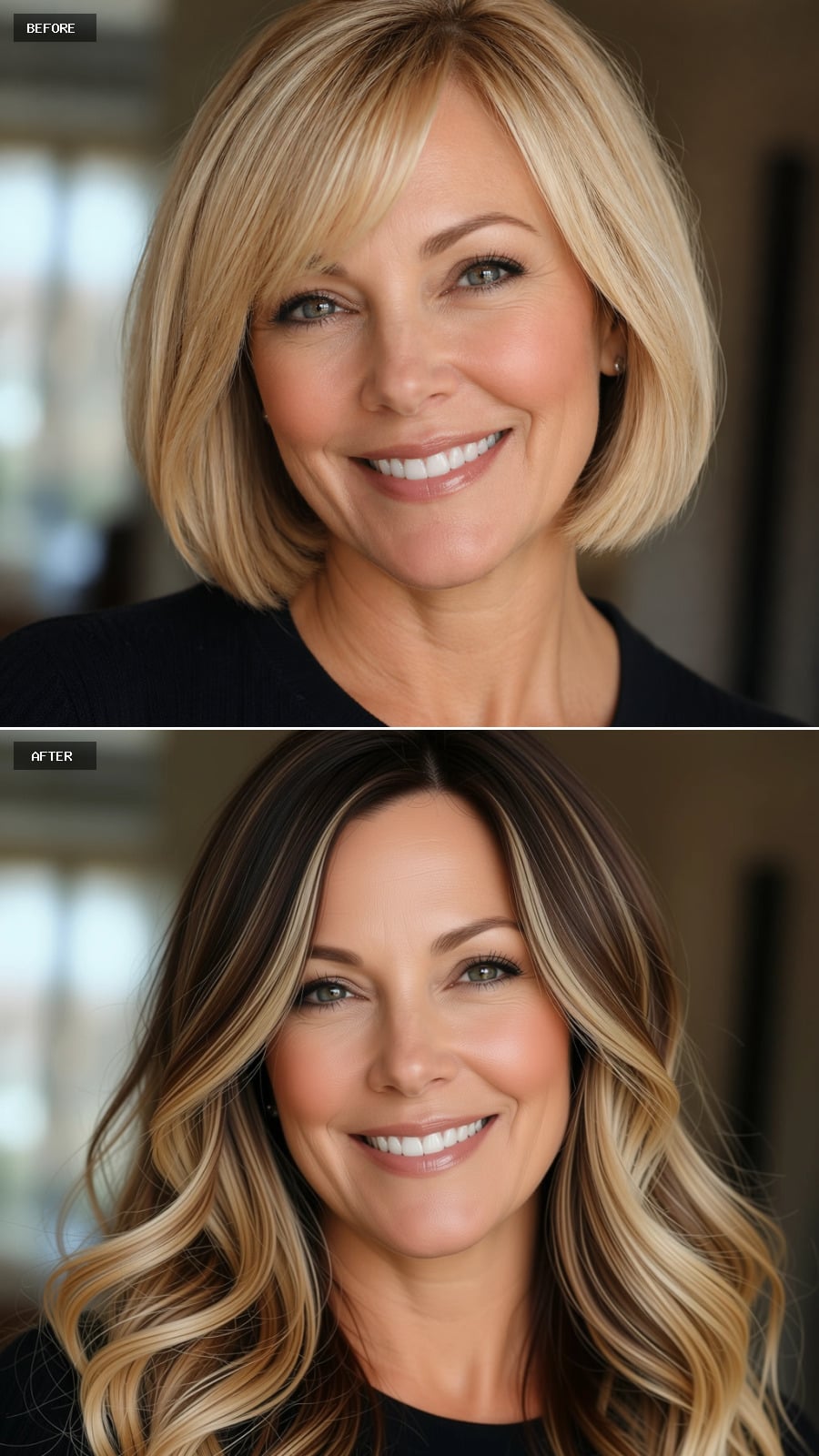 Long Brunette Waves With Blonde Highlights Settle the Bob Question Once and For All