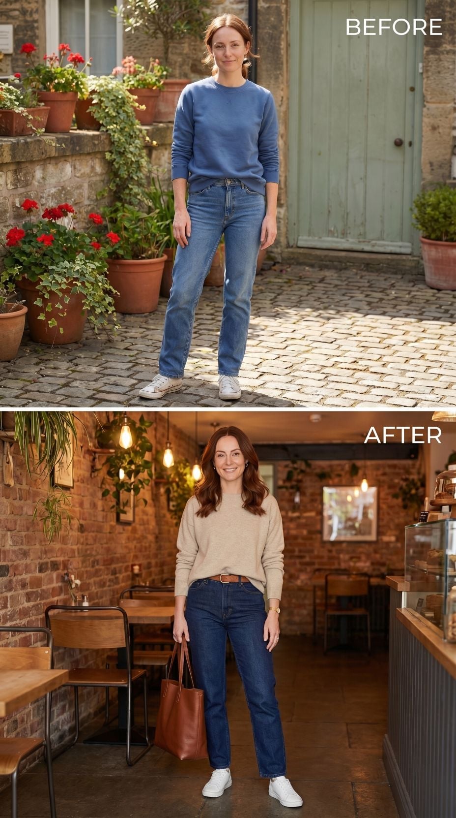 Beige Knit, a Brown Belt, and the Version of Herself She'd Been Putting Off