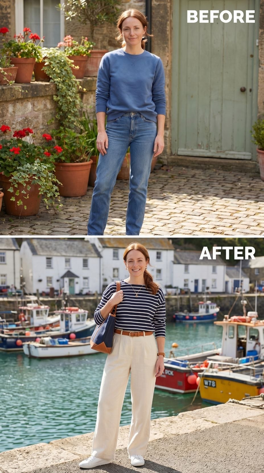 Navy Breton Stripes at the Harbour, and She Looked Like She'd Always Lived There