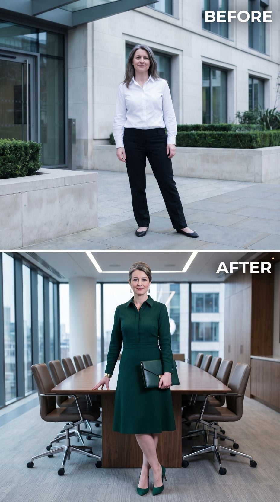 Forest Green Shirt Dress, Upswept Hair, and the Boardroom That Finally Got the Memo