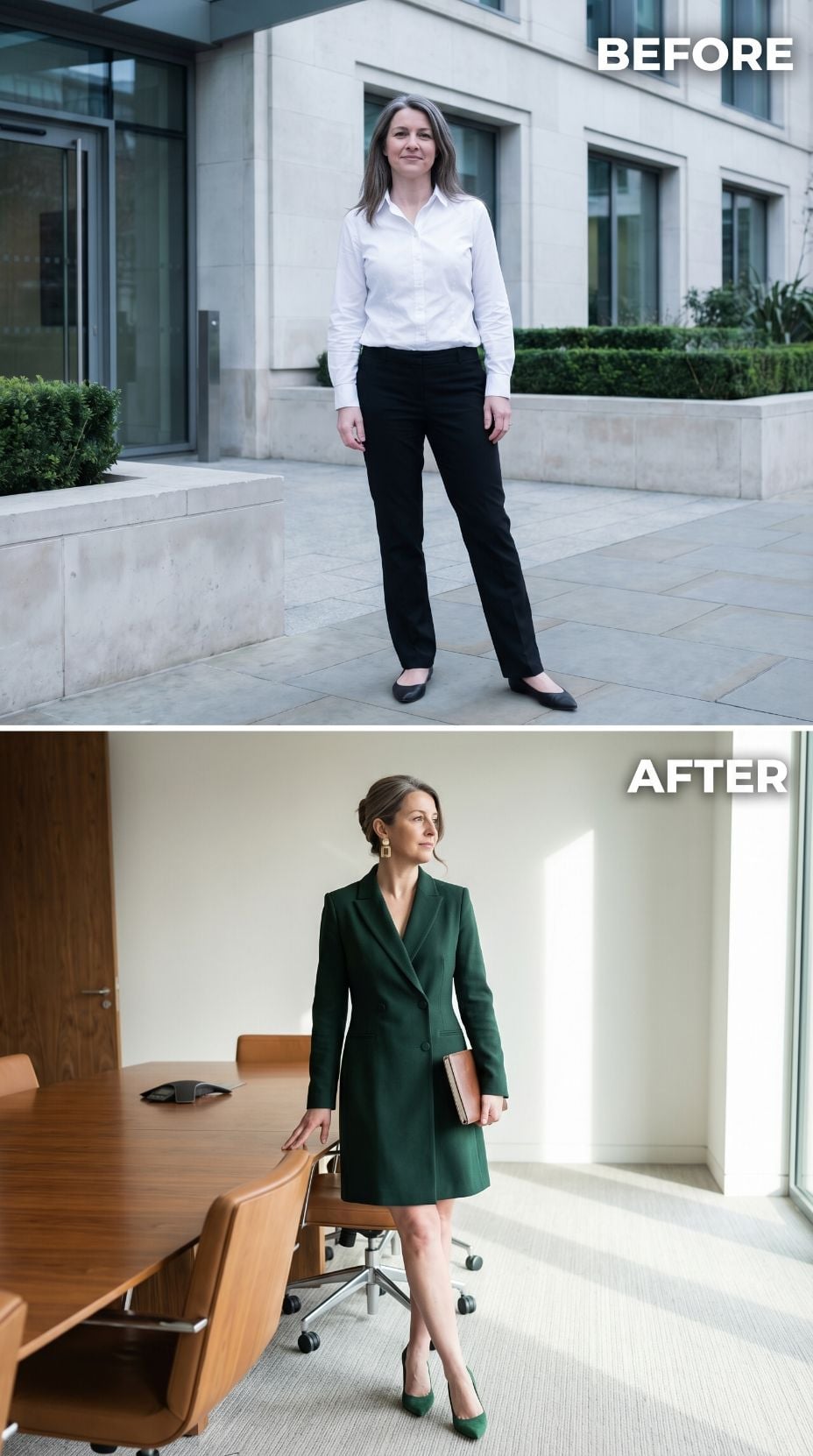 From Forgotten Shirt to Forest-Green Power Dressing: One Wardrobe's Turning Point