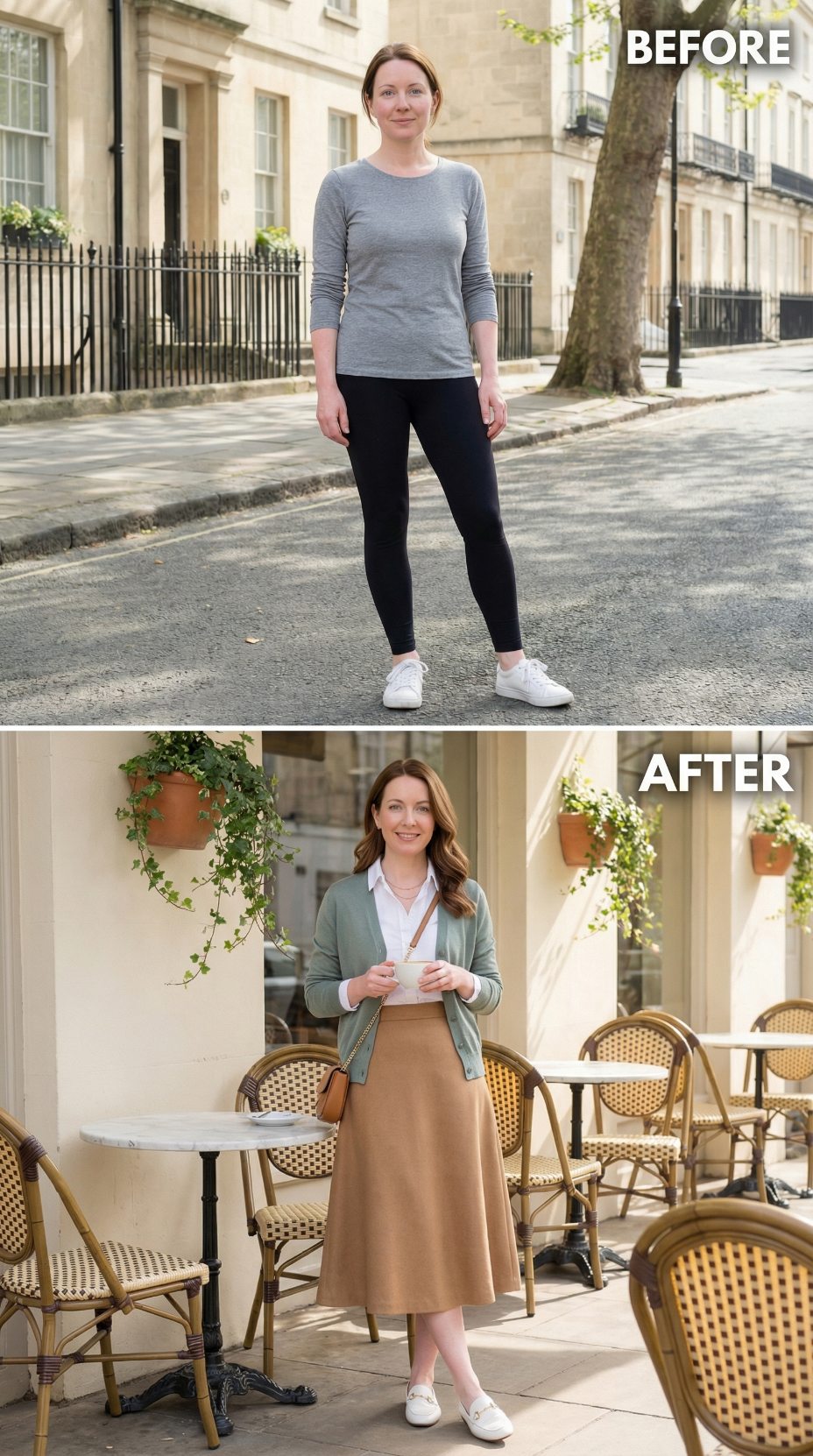 Camel A-Line, a Sage Cardigan, and What the Parisian Café Terrace Already Knew
