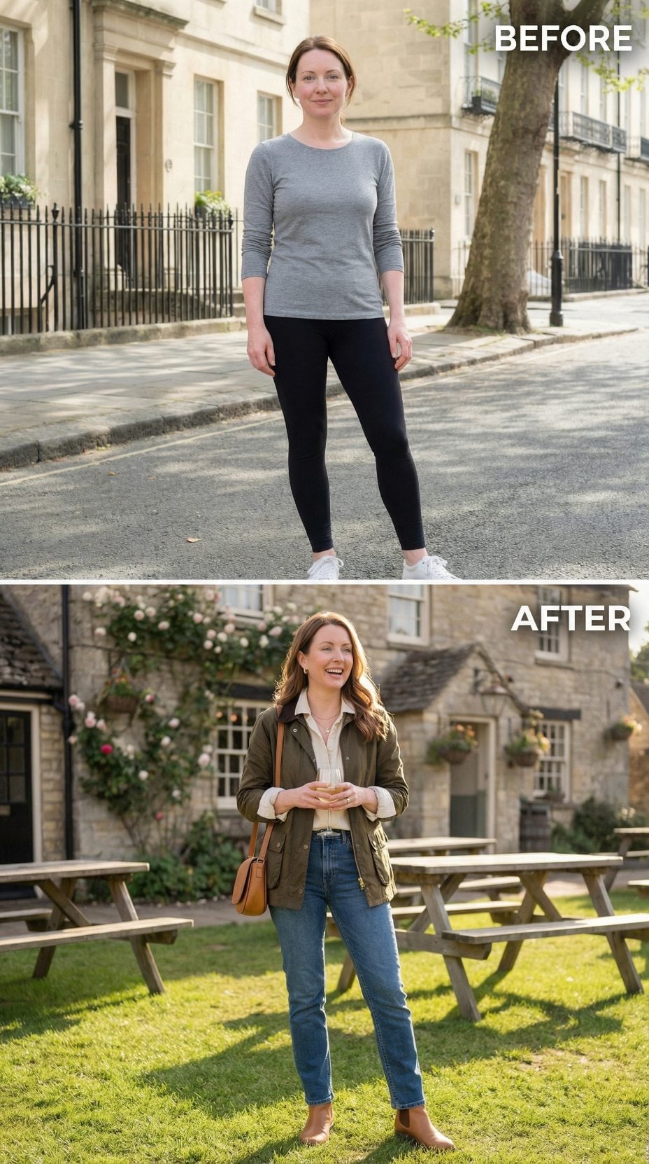 Olive Field Jacket, Straight-Leg Denim, and the Pub Garden That Made Sense of It All